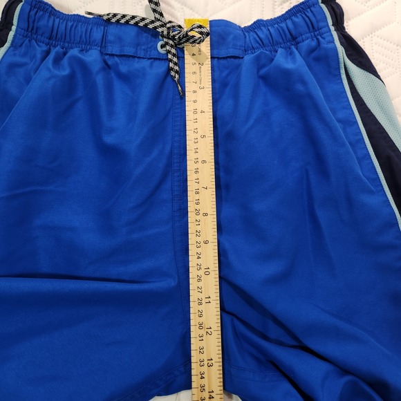 Nike Swim Trunks Mens tri-color blue Shorts Drawstrings Embroidered Swoosh M - Picture 11 of 12